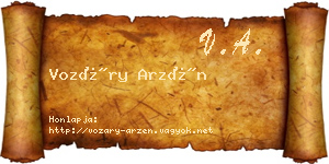 Vozáry Arzén névjegykártya